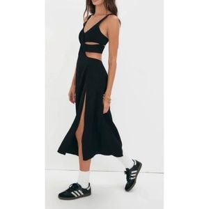 For love and lemons black midi cutout dress